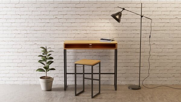 Czarny/w naturalnym kolorze hoker w dekorze dębu Frame – Woodman
