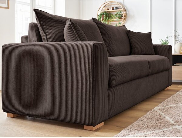 Brązowa sztruksowa rozkładana sofa 225 cm Augustin – Bobochic Paris