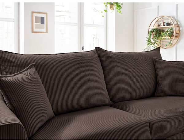 Brązowa sztruksowa rozkładana sofa 225 cm Augustin – Bobochic Paris