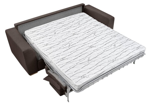 Brązowa sztruksowa rozkładana sofa 225 cm Augustin – Bobochic Paris