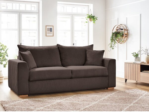 Brązowa sztruksowa rozkładana sofa 225 cm Augustin – Bobochic Paris