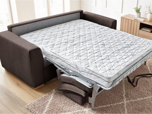 Brązowa sztruksowa rozkładana sofa 225 cm Augustin – Bobochic Paris