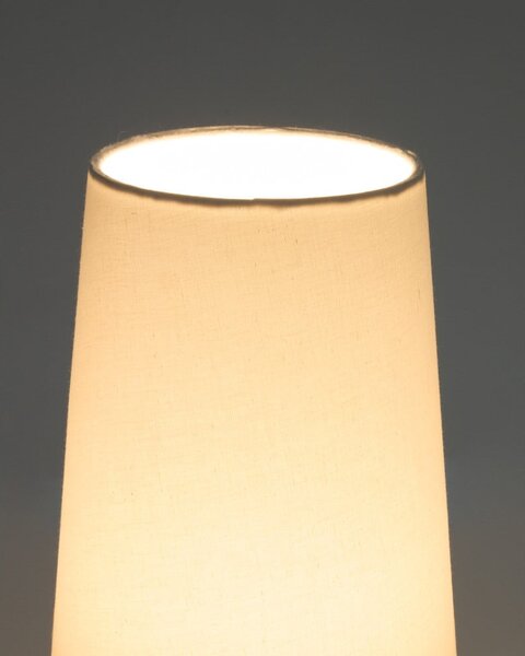 Biało-ciemnobrązowa lampa stołowa z tekstylnym kloszem (wysokość 50 cm) Amire – Kave Home
