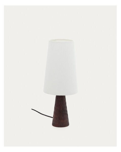 Biało-ciemnobrązowa lampa stołowa z tekstylnym kloszem (wysokość 50 cm) Amire – Kave Home