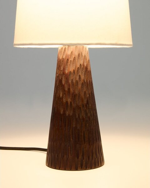 Biało-ciemnobrązowa lampa stołowa z tekstylnym kloszem (wysokość 50 cm) Amire – Kave Home