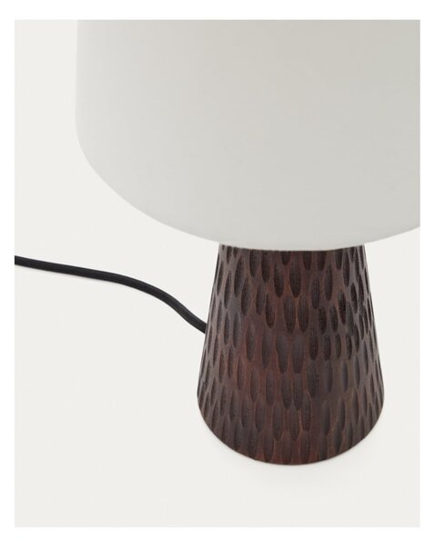 Biało-ciemnobrązowa lampa stołowa z tekstylnym kloszem (wysokość 50 cm) Amire – Kave Home