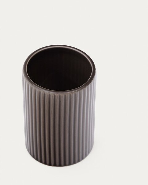 Ciemnobrązowy ceramiczny kubek na szczoteczki do zębów Selime – Kave Home