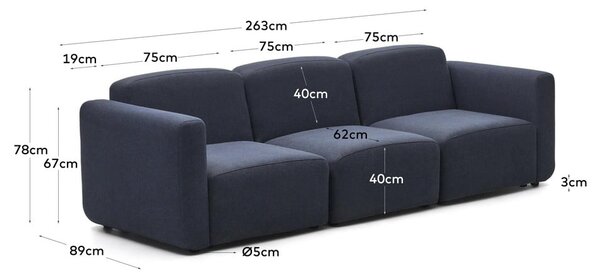 Ciemnoniebieska sofa 263 cm Neom – Kave Home