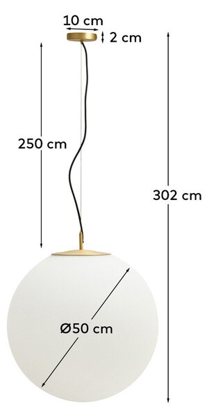 Biała/w kolorze złota metalowa lampa wisząca ze szklanym kloszem ø 50 cm Brisia – Kave Home