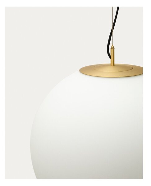Biała/w kolorze złota metalowa lampa wisząca ze szklanym kloszem ø 50 cm Brisia – Kave Home