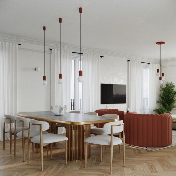 Pomarańczowa lampa wisząca ze szklanym kloszem ø 12 cm Orbital – Sollux