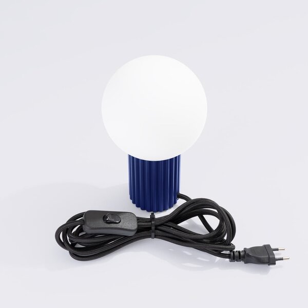 Ciemnoniebieska lampa stołowa ze szklanym kloszem (wysokość 19 cm) Orbital – Sollux
