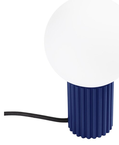 Ciemnoniebieska lampa stołowa ze szklanym kloszem (wysokość 19 cm) Orbital – Sollux