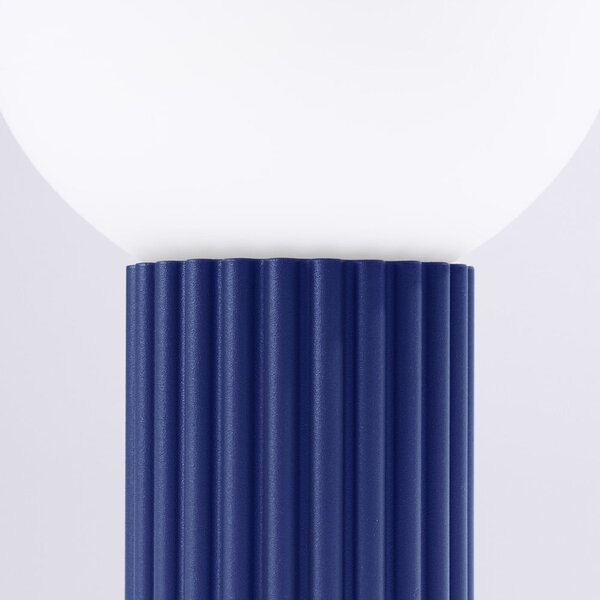 Ciemnoniebieska lampa stołowa ze szklanym kloszem (wysokość 19 cm) Orbital – Sollux