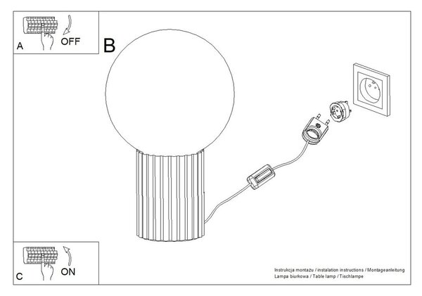 Ciemnoniebieska lampa stołowa ze szklanym kloszem (wysokość 19 cm) Orbital – Sollux