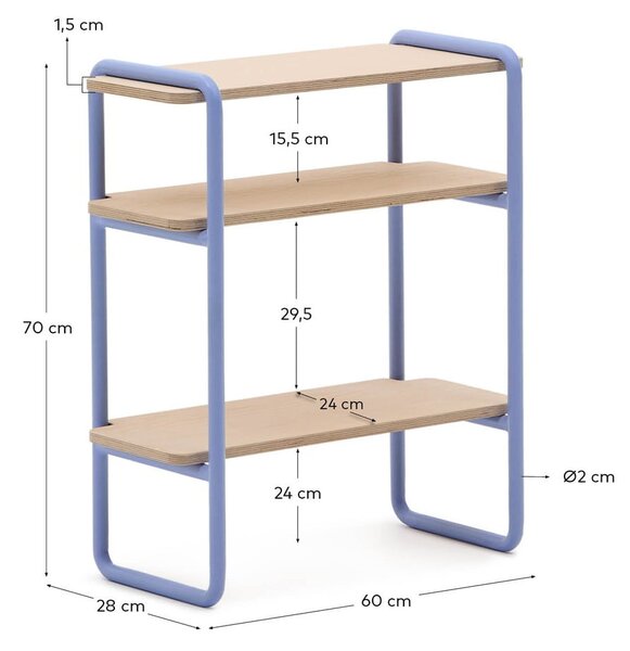 Jasnoniebiesko-naturalny wiszący regał dziecięcy w dekorze jesionu 60x70x28 cm Tinn – Kave Home