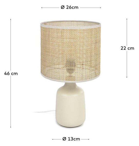Kremowo-naturalna lampa stołowa ceramiczna (wysokość 46 cm) Erna – Kave Home