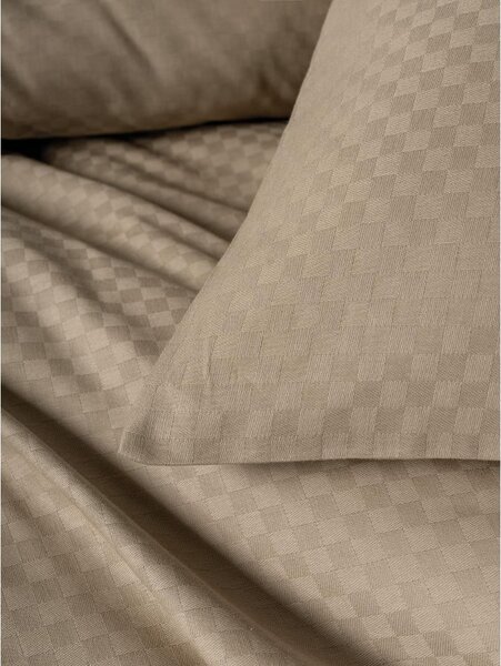 Brązowa pościel jednoosobowa z bawełny renforcé 140x200 cm Checkered – Mila Home Luxury