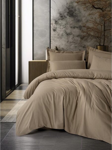 Brązowa pościel jednoosobowa z bawełny renforcé 140x200 cm Checkered – Mila Home Luxury