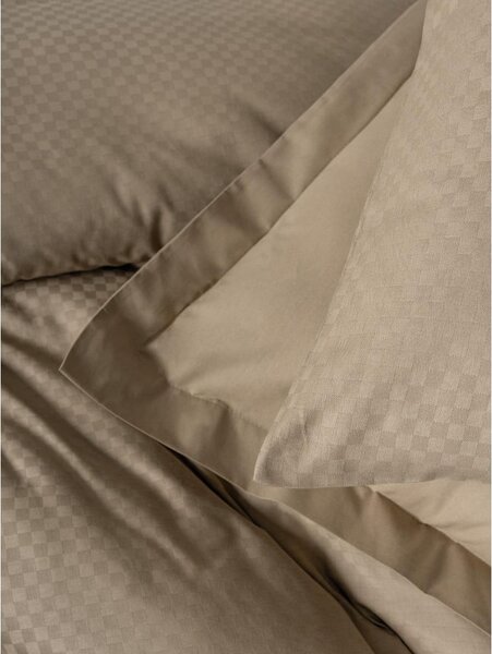Brązowa pościel jednoosobowa z bawełny renforcé 140x200 cm Checkered – Mila Home Luxury