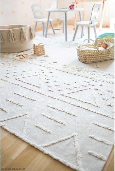 Biały bawełniany dywan tkany ręcznie odpowiedni do prania 170x240 cm Tribu Natural – Lorena Canals