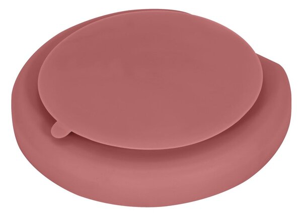 Ceglasty silikonowy talerz dla dzieci 19x20,5 cm Dusky Pink – Kindsgut