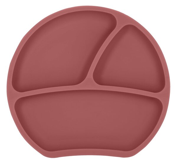 Ceglasty silikonowy talerz dla dzieci 19x20,5 cm Dusky Pink – Kindsgut