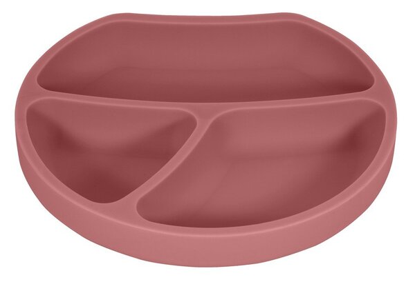 Ceglasty silikonowy talerz dla dzieci 19x20,5 cm Dusky Pink – Kindsgut