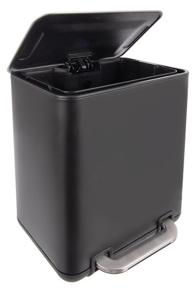 Czarny kosz na śmieci z pedałem ze stali nierdzewnej 6 l Black – Orion