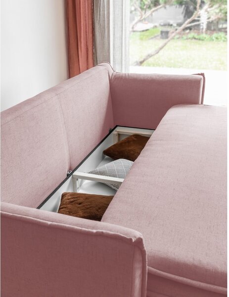 Jasnoróżowa rozkładana sofa 225 cm Charming Charlie – Miuform