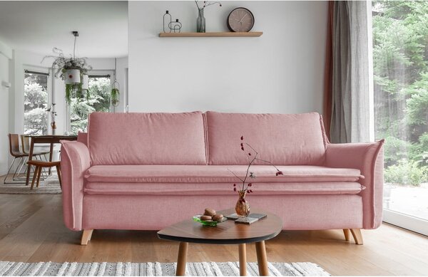 Jasnoróżowa rozkładana sofa 225 cm Charming Charlie – Miuform