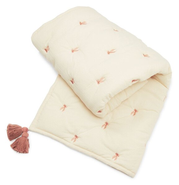Jasnożółto-różowy pikowany koc dziecięcy z bawełny organicznej 90x120 cm Bows – Cam Cam Copenhagen