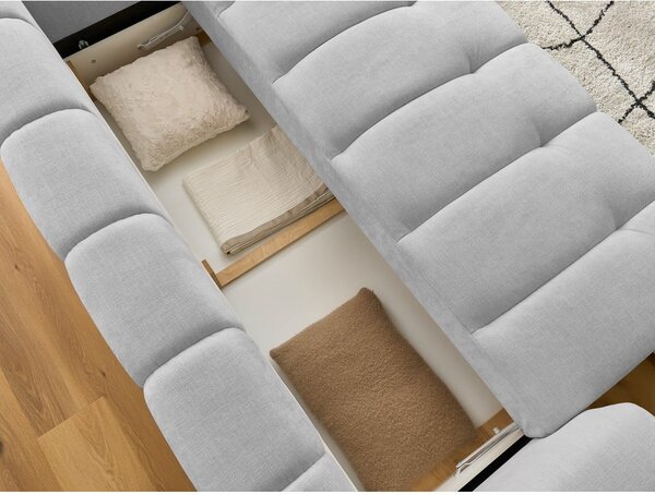 Jasnoszara rozkładana/ze schowkiem sofa 251 cm Fuji – Bobochic Paris