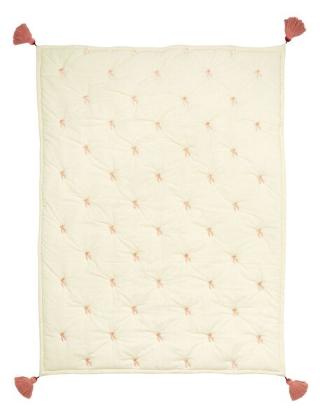 Jasnożółto-różowy pikowany koc dziecięcy z bawełny organicznej 90x120 cm Bows – Cam Cam Copenhagen