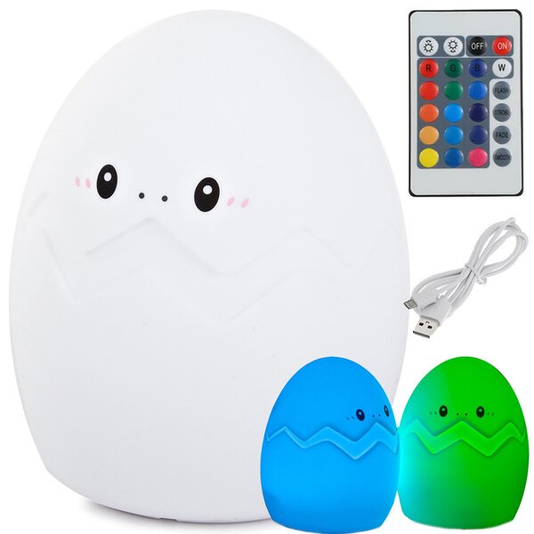 Silikonowa lampka nocna LED dla dzieci EGG 12,5 cm biała