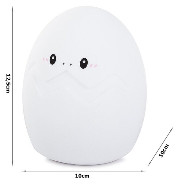 Silikonowa lampka nocna LED dla dzieci EGG 12,5 cm biała