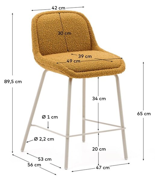 Musztardowy hoker (wysokość siedziska 65 cm) Aimin – Kave Home