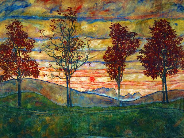 Reprodukcja Four Trees, Egon Schiele