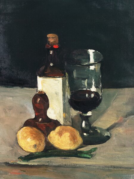 Reprodukcja Still Life with Bottle Glass Lemons, Paul Cézanne