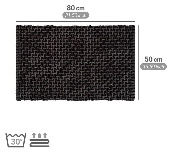 Antracytowy tekstylny dywanik łazienkowy 50x80 cm Ecoli – Wenko