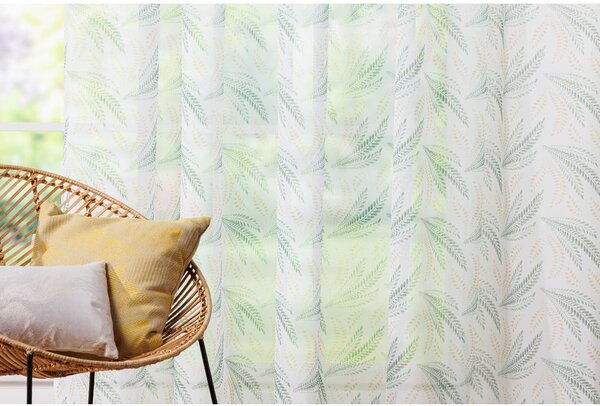 Biało-zielona firanka 300x260 cm Seva – Mendola Fabrics