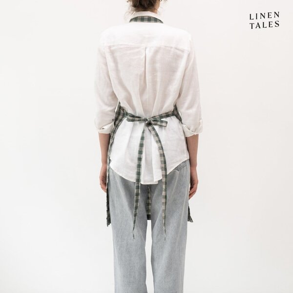 Lniany fartuch Forest Green Gingham – Linen Tales