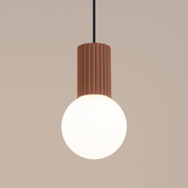 Jasnobrązowa lampa wisząca ze szklanym kloszem ø 12 cm Orbital – Sollux