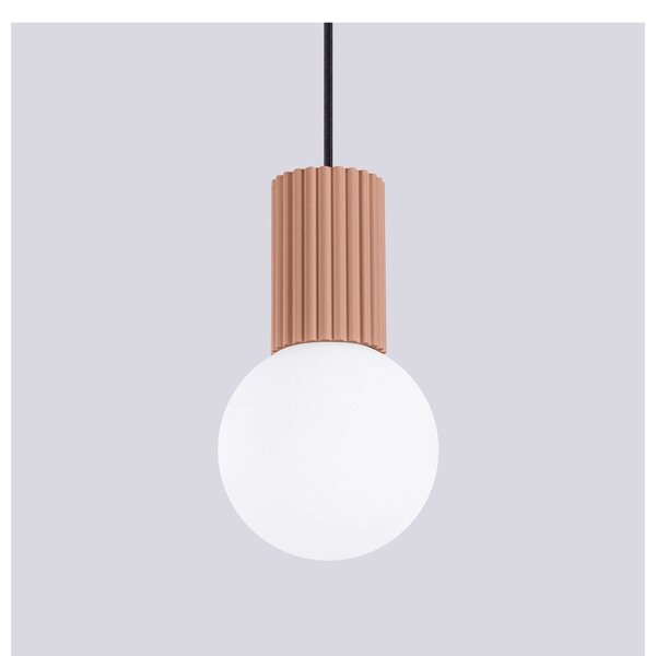 Jasnobrązowa lampa wisząca ze szklanym kloszem ø 12 cm Orbital – Sollux