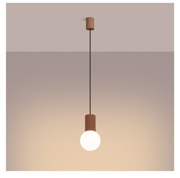 Jasnobrązowa lampa wisząca ze szklanym kloszem ø 12 cm Orbital – Sollux