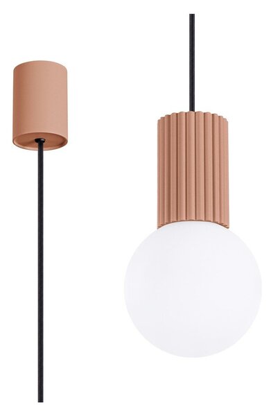 Jasnobrązowa lampa wisząca ze szklanym kloszem ø 12 cm Orbital – Sollux