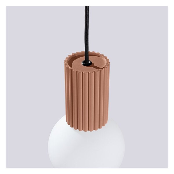Jasnobrązowa lampa wisząca ze szklanym kloszem ø 12 cm Orbital – Sollux