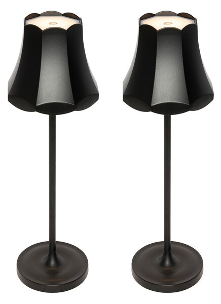 Zestaw 2 lamp stołowych retro czarnych do ładowania IP44 - Granny