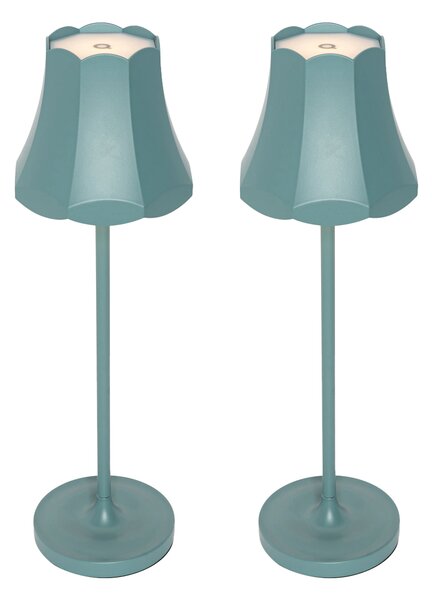Zestaw 2 lamp stołowych retro mineralnie błękitnych ładowanych przez USB IP44 - Granny