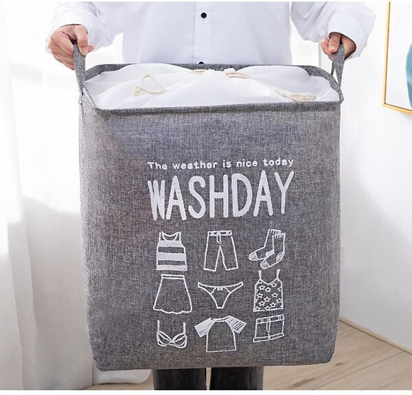 Kosz na pranie ze sznurkiem WASHDAY 50x40x50 cm